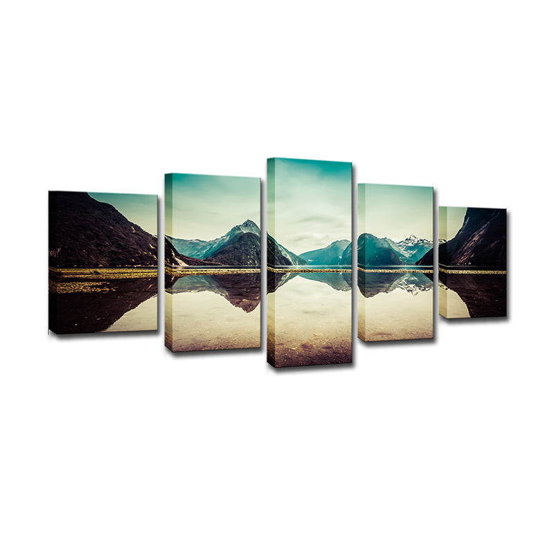 Frendorf | Blaue Milford Sound Landschaftsleinwand Mehrteiliges Wandkunst für Wohnzimmer