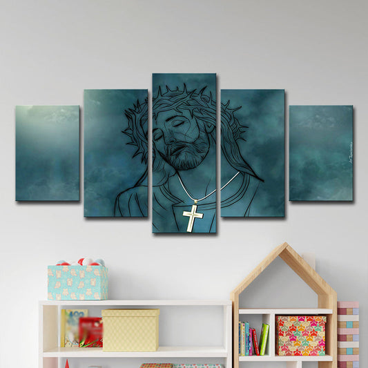 Frendorf | Blaue Jesus Christus Wandkunstdruck Mehrteilig Modernismus Esszimmer Leinwandmalerei