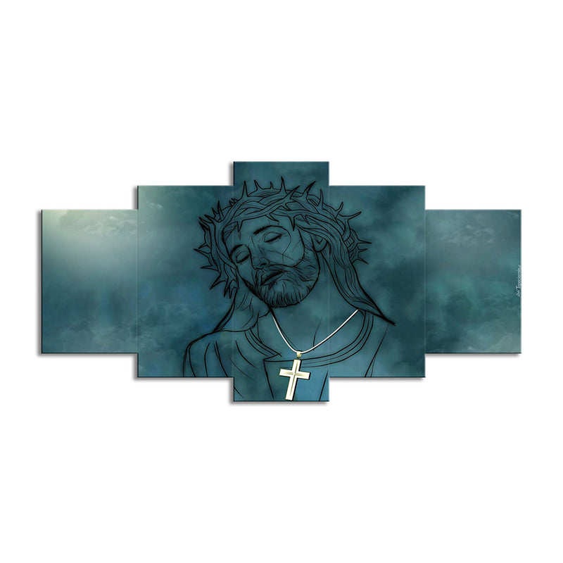 Frendorf | Blaue Jesus Christus Wandkunstdruck Mehrteilig Modernismus Esszimmer Leinwandmalerei