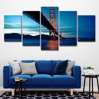 Frendorf | Blauwe Golden Gate Bridge Canvas Print Multi-Piece Wereld geïnspireerde Woonkamer Muurdecoratie