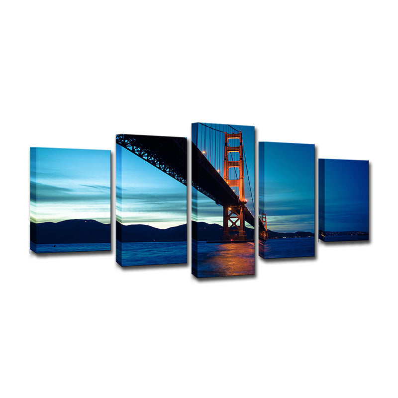 Frendorf | Blauwe Golden Gate Bridge Canvas Print Multi-Piece Wereld geïnspireerde Woonkamer Muurdecoratie