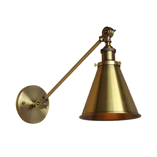 Frendorf | 1 Licht Wandlampe mit Tapse Schatten Metallic Vintage Innen Wandbeleuchtung in Messing, 8"/12" Dia