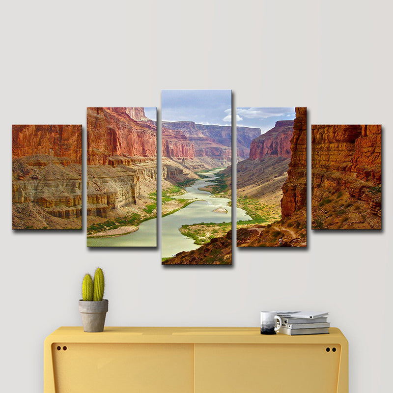 Braunes Grand Canyon Leinwand Landschaft Modern Mehrteilige Wandkunst für das Wohnzimmer