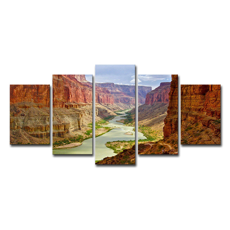 Braunes Grand Canyon Leinwand Landschaft Modern Mehrteilige Wandkunst für das Wohnzimmer