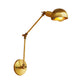 Frendorf | Metalen Swing Arm Wandverlichting met Komkap Vintage Stijl 1 Licht Studie Kamer Wandlamp in Messing