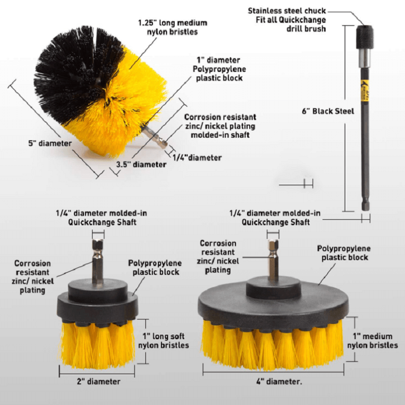 Frendorf | Badezimmerboden Küchen Auto Wartung Reinigungsbürste, Akku-Bohrer NICHT Inklusive