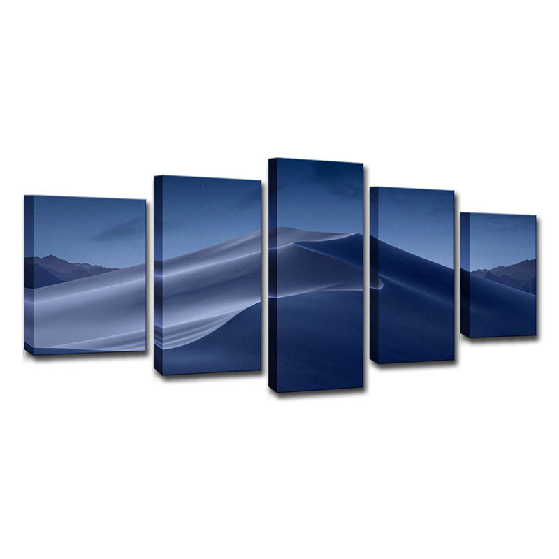 Frendorf | Blaue Wüsten Dünen Nacht Leinwanddruck Multi-Stück Wandkunst für Wohnzimmer