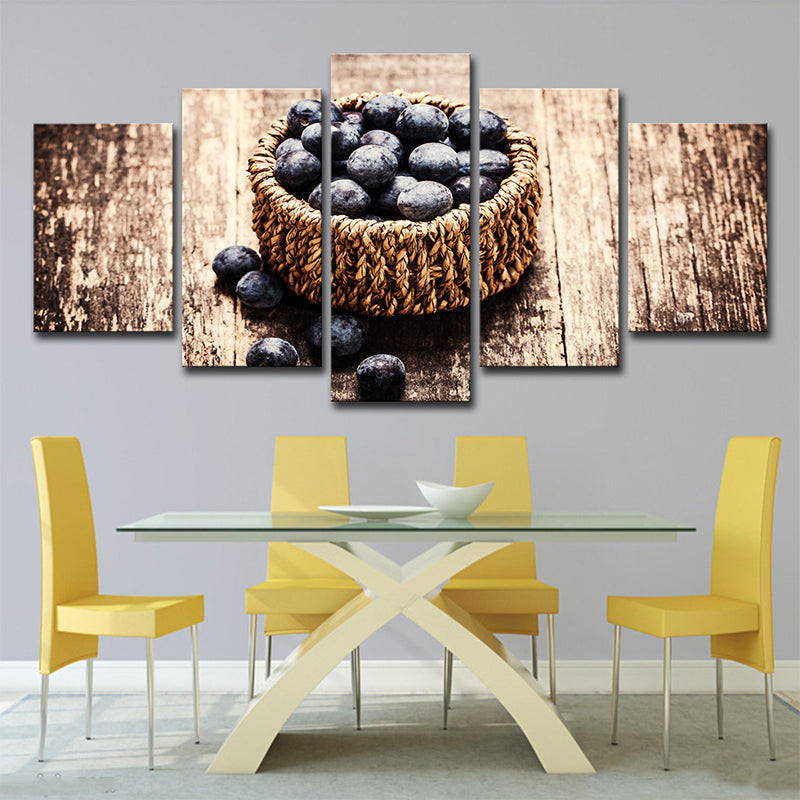 Frendorf | Fotografie Mand met Blauwe Bessen Canvas Kunst voor de Eetkamer, Bruin, Meerdere Stukken