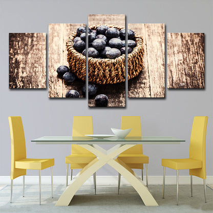 Frendorf | Fotografie Mand met Blauwe Bessen Canvas Kunst voor de Eetkamer, Bruin, Meerdere Stukken