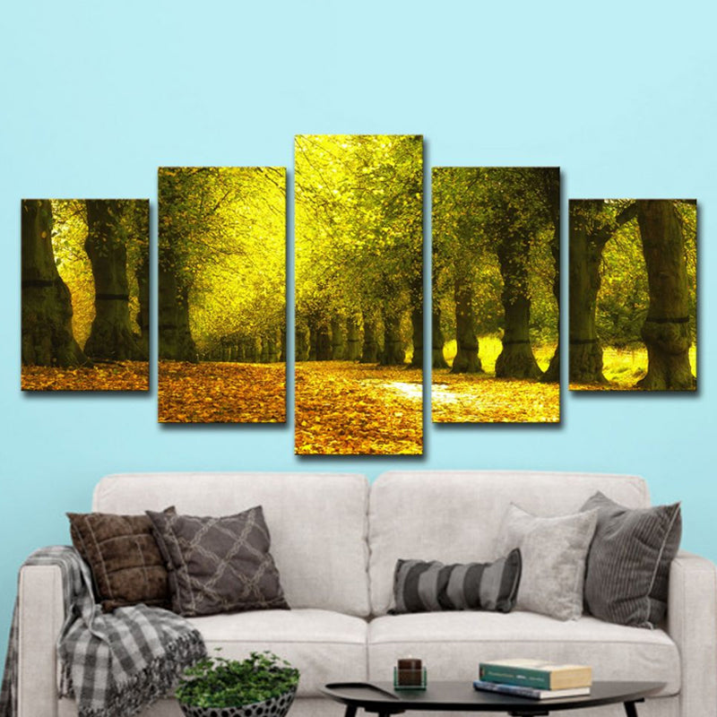 Frendorf | Herfstlandschap Wanddecoratie Modern Mooi Parkpad Bedekt met Vallen Bladeren Canvas in Groen