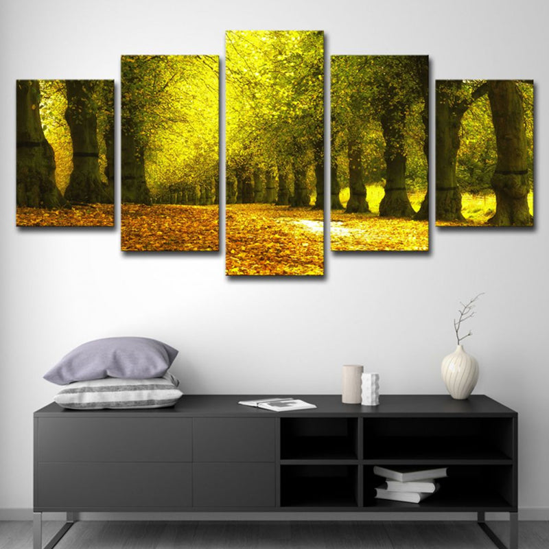 Frendorf | Herfstlandschap Wanddecoratie Modern Mooi Parkpad Bedekt met Vallen Bladeren Canvas in Groen