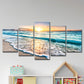 Frendorf | Sonnenuntergang Strand Welle Kunstdruck Ozean-Blau Leinwand Wanddekoration für das Esszimmer, Mehrteilig