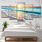 Frendorf | Sonnenuntergang Strand Welle Kunstdruck Ozean-Blau Leinwand Wanddekoration für das Esszimmer, Mehrteilig