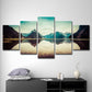 Frendorf | Mehrteilige Milford Sound Landschaft Kunstdruck zeitgenössische Leinwand Wanddeko in Hellblau