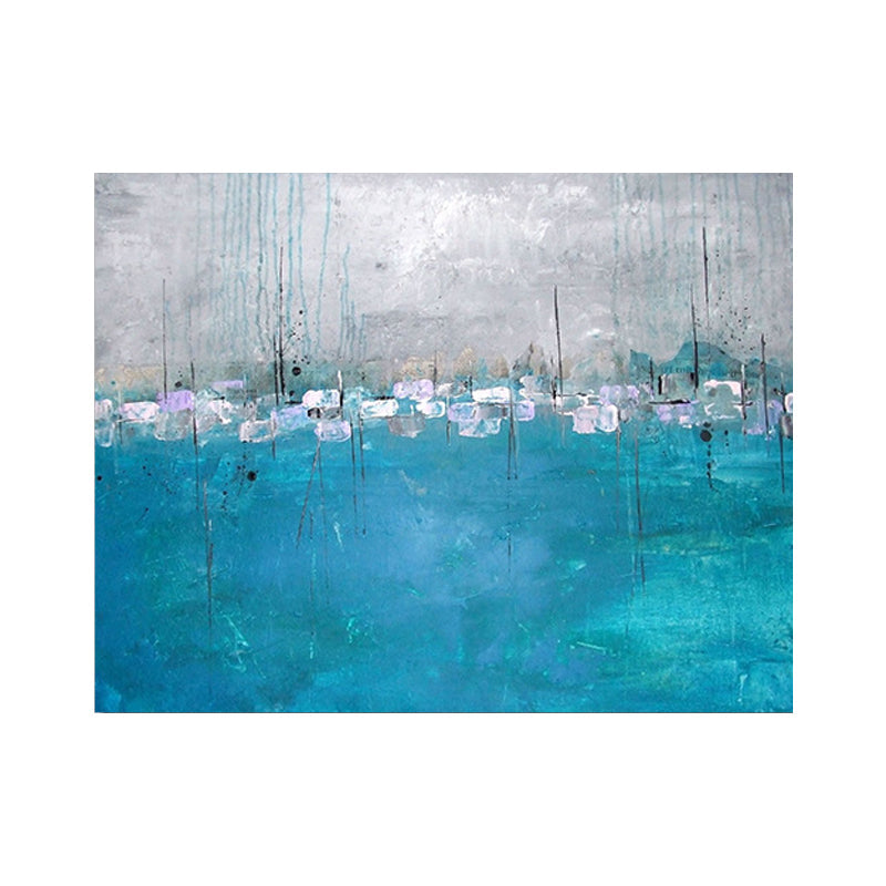 Frendorf | Blau-Grau Minimalismus Malerei Abstrakte Leinwandwandkunst für das Wohnzimmer, Texturierte Oberfläche