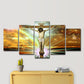 Frendorf | Religion Wandkunst Orange Leinwand die Kreuzigung und Tod von Jesus Gemälde, mehrere Teile