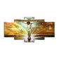 Frendorf | Religion Wandkunst Orange Leinwand die Kreuzigung und Tod von Jesus Gemälde, mehrere Teile