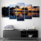 Frendorf | Tropix Sunset Glow Wanddekoration Druck in Orange Palme und Pool Leinwand für Zimmer