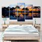 Frendorf | Tropix Sunset Glow Wanddekoration Druck in Orange Palme und Pool Leinwand für Zimmer