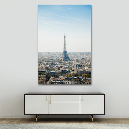 Frendorf | Blaue Paris Tower Leinwanddruck Texturiert Global Inspirierte Wandkunst für Wohninterieur