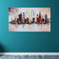 Frendorf | Riverside Metropolis Schilderij Leinwand für Hotel Landschaft Wandkunst in Rot, Strukturiert