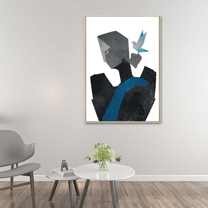 Leinwandtextur Gemälde Nordischer Gentleman Halter Ein Herzförmige Blume Wandkunst