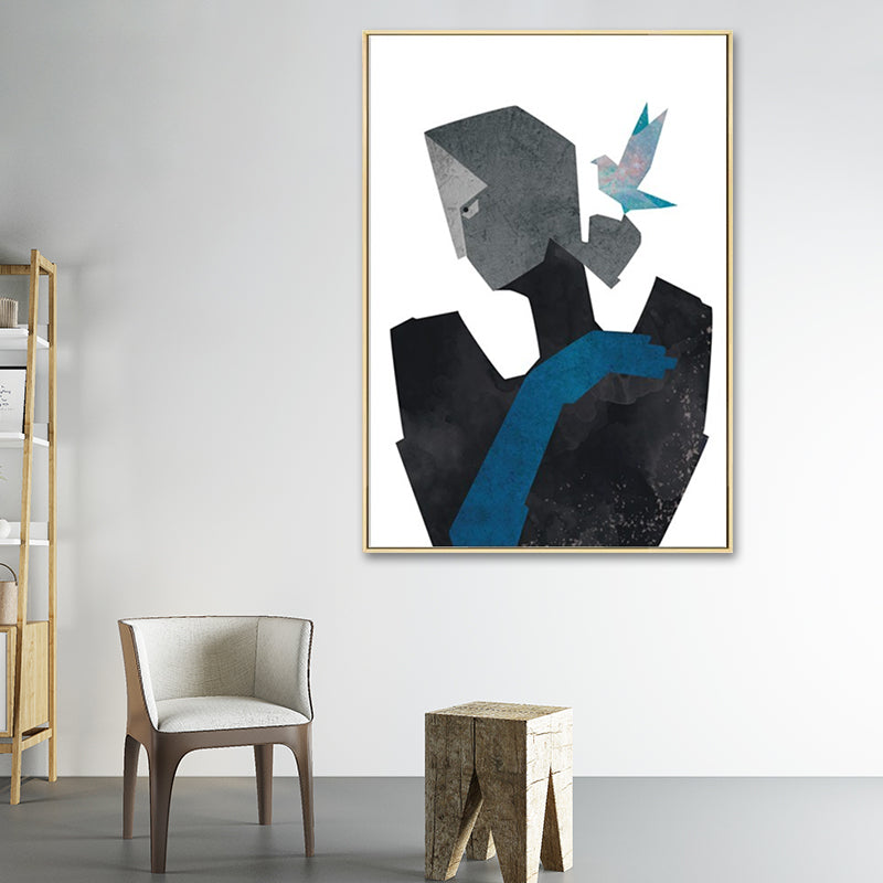 Leinwandtextur Gemälde Nordischer Gentleman Halter Ein Herzförmige Blume Wandkunst