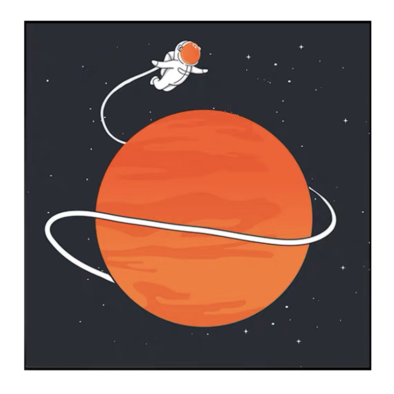 Mondlandung Astronaut Wanddekoration Kinderkunst Texturiertes Leinwanddruck für Schlafzimmer