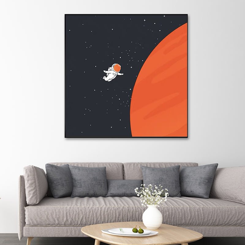 Mondlandung Astronaut Wanddekoration Kinderkunst Texturiertes Leinwanddruck für Schlafzimmer