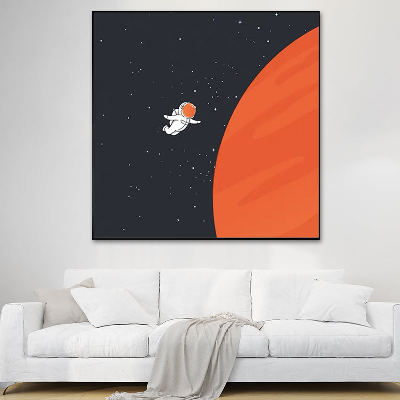 Mondlandung Astronaut Wanddekoration Kinderkunst Texturiertes Leinwanddruck für Schlafzimmer
