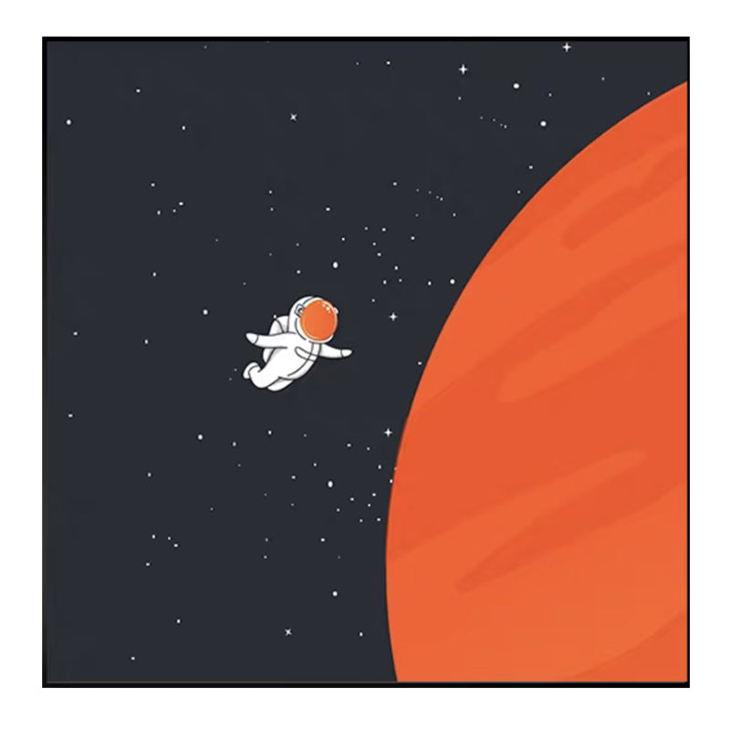 Mondlandung Astronaut Wanddekoration Kinderkunst Texturiertes Leinwanddruck für Schlafzimmer