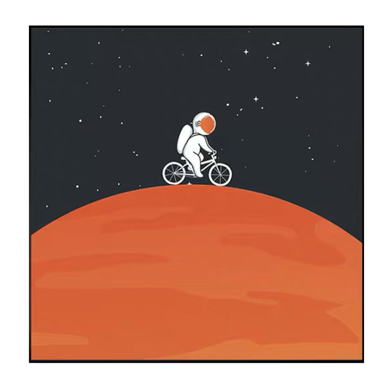 Mondlandung Astronaut Wanddekoration Kinderkunst Texturiertes Leinwanddruck für Schlafzimmer