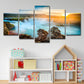 Frendorf | Tolle Island Cascades Leinwandkunst Hausinterieur Sonnenuntergang Landschaft Wanddeko in Blau