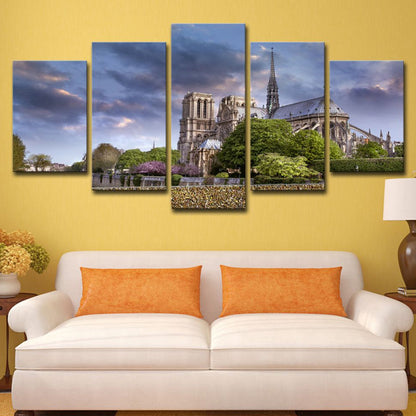Frendorf | Lila Dunkle Wolkenlandschaft Leinwand Notre Dame De Paris Moderne Mehrteilige Wandkunst