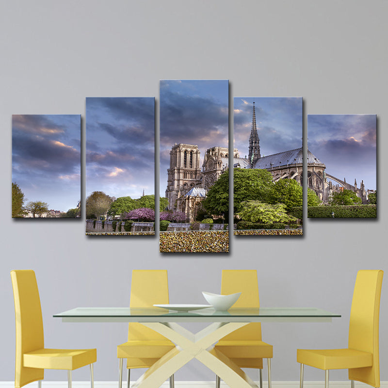 Frendorf | Lila Dunkle Wolkenlandschaft Leinwand Notre Dame De Paris Moderne Mehrteilige Wandkunst