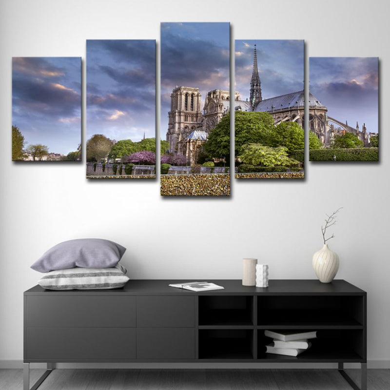 Frendorf | Lila Dunkle Wolkenlandschaft Leinwand Notre Dame De Paris Moderne Mehrteilige Wandkunst