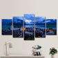 Blaue global inspirierte Leinwanddruck Hallstatt See Stadt Nacht Landschaft Wandkunst Dekor für Zuhause