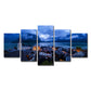 Blaue global inspirierte Leinwanddruck Hallstatt See Stadt Nacht Landschaft Wandkunst Dekor für Zuhause
