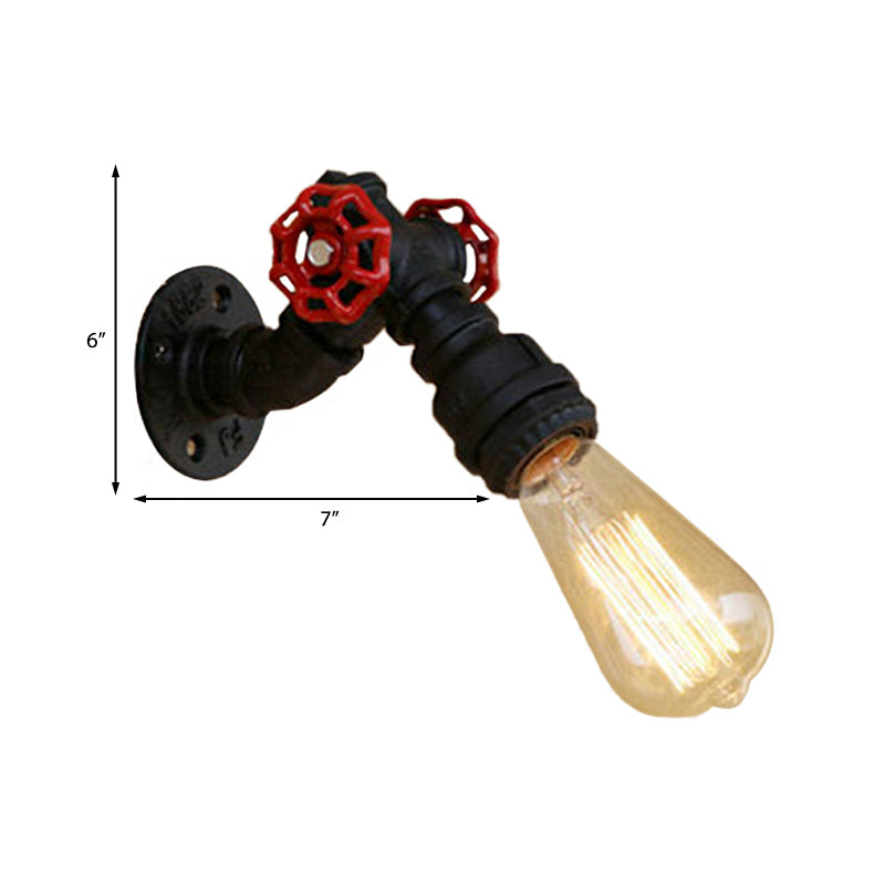 Frendorf | Farmhouse Stylische Pijp Wandlamp met Ventiel 1 Lamp Metaal Wandverlichtingsarmatuur in Zwart voor Eetkamer