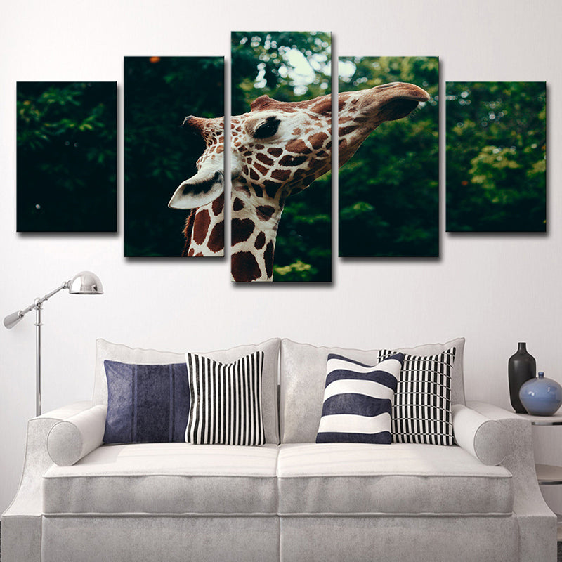 Frendorf | Braune Giraffe Leinwanddruck Wildtier Moderne Mehrteilig Wandkunst Dekor für Zuhause
