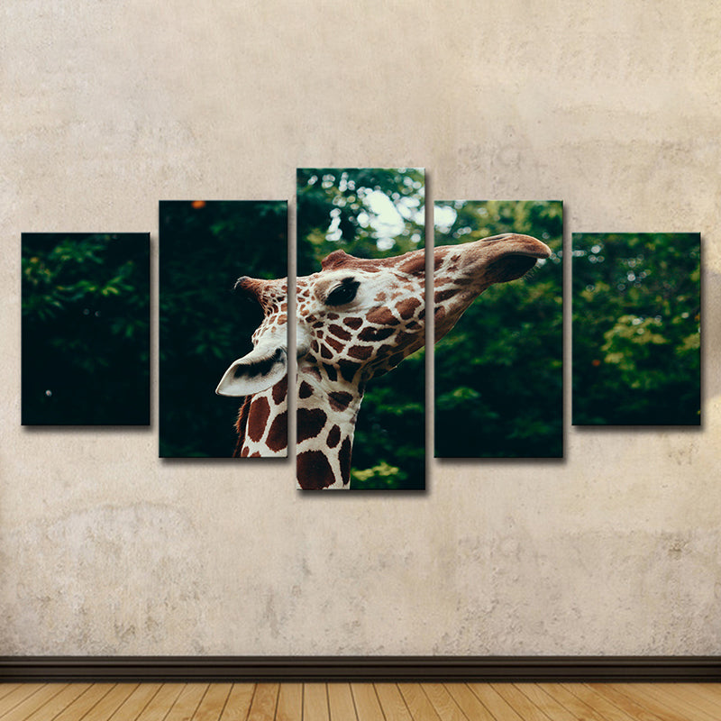 Frendorf | Braune Giraffe Leinwanddruck Wildtier Moderne Mehrteilig Wandkunst Dekor für Zuhause