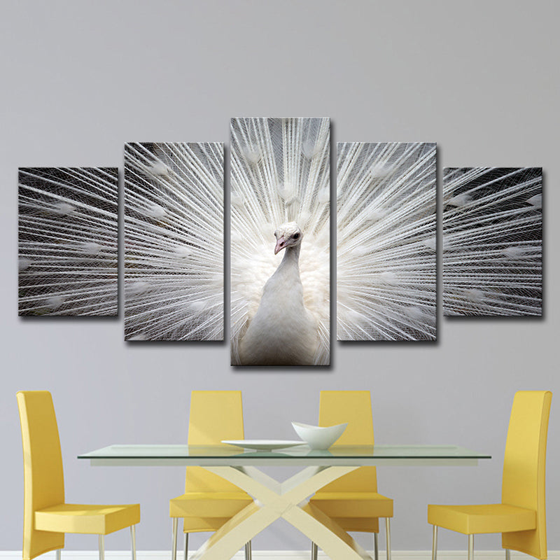 Frendorf | Pfau wandkunst op witte canvasprint voor home decoratie, meerledig