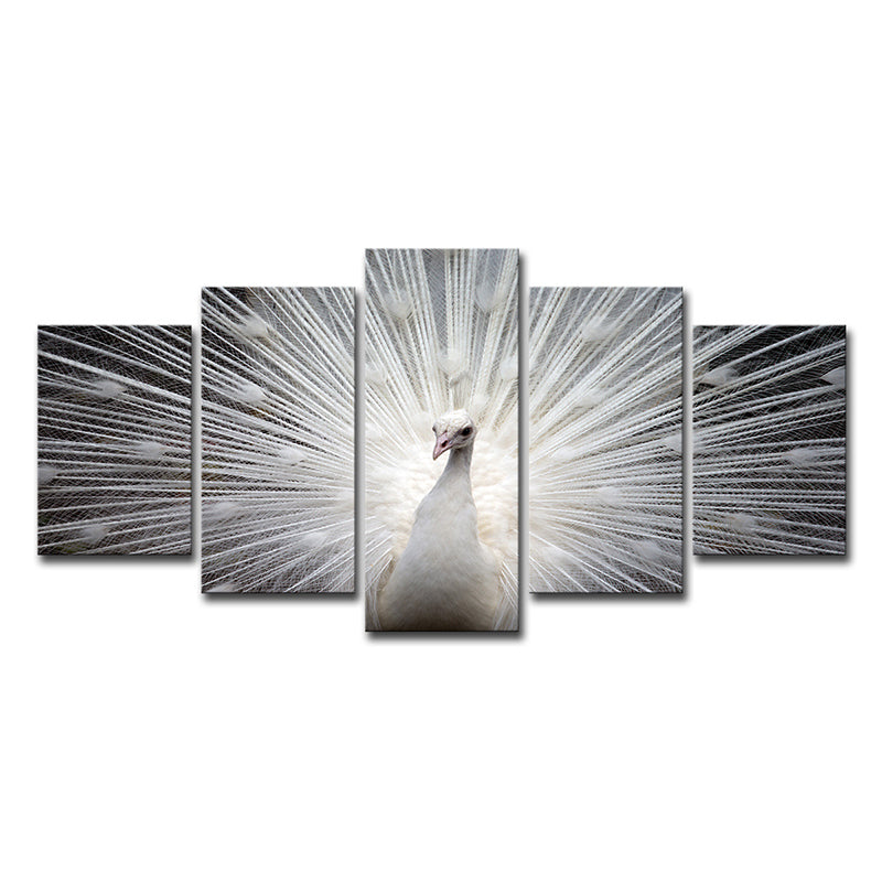 Frendorf | Pfau wandkunst op witte canvasprint voor home decoratie, meerledig