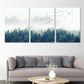 Frendorf | Textured Groene Canvas Print Moderne Vogels Zwijgen Vliegen over Mistige Bos Wanddecoratie Set