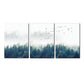 Frendorf | Textured Groene Canvas Print Moderne Vogels Zwijgen Vliegen over Mistige Bos Wanddecoratie Set