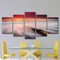 Frendorf | Orange Twilight am Strand Leinwand Seascape Moderne Multi-Teil Wandkunstdruck für Schlafzimmer