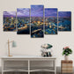Frendorf | Lila Modernistische Kunstprint West-Europa Stads Nacht Scene Canvas voor Zitkamer