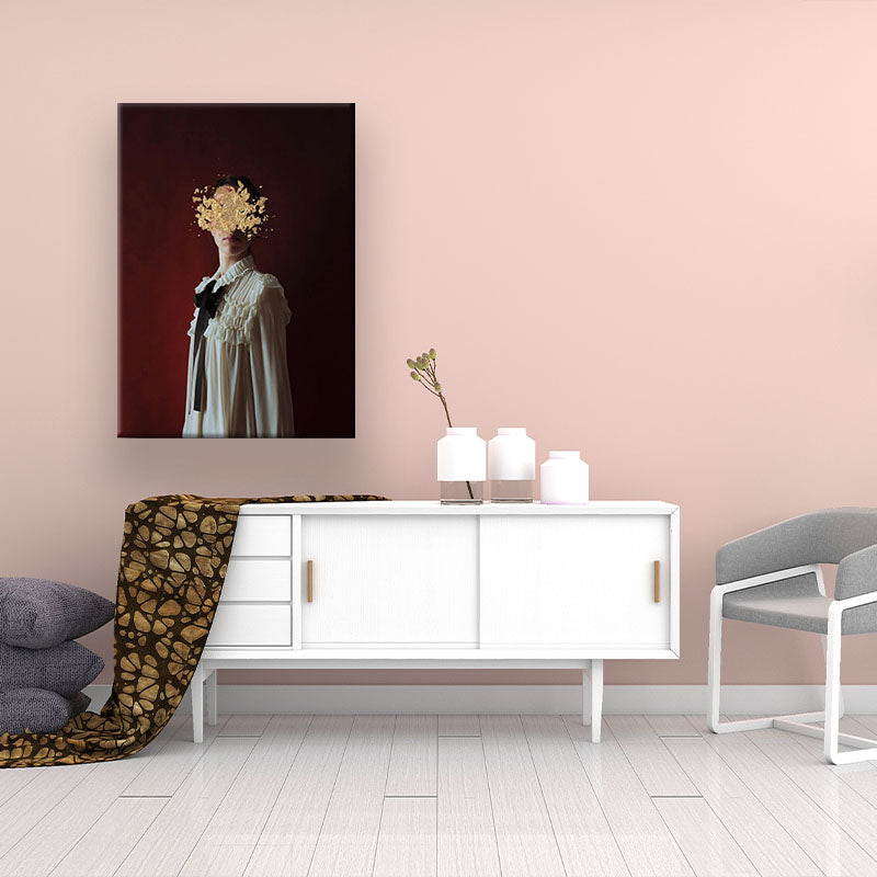 Frendorf | Schöne Frau und Blumen Leinwandkunst für Schlafzimmer Figuren Druck Wanddekoration in Rot