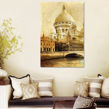 Frendorf | Global Inspirierte Schloss Wandkunst Braune Wohnzimmer Leinwand, Texturierte Oberfläche