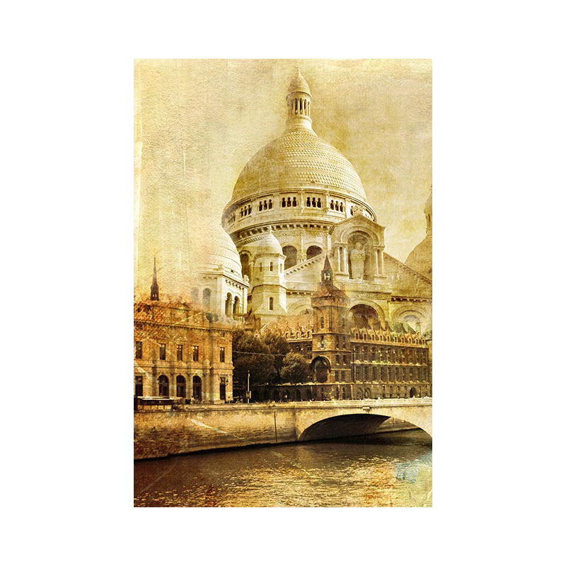 Frendorf | Global Inspirierte Schloss Wandkunst Braune Wohnzimmer Leinwand, Texturierte Oberfläche